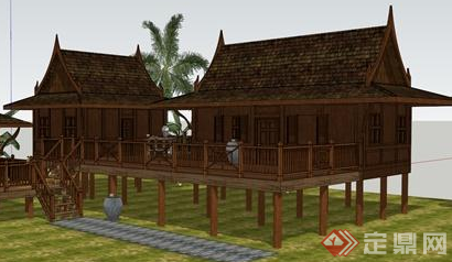某东南亚小型别墅设计模型SU参考(2)