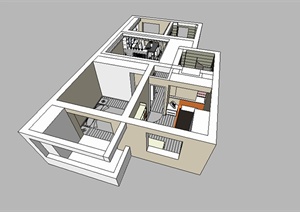 某地区一住宅空间室内设计SU(草图大师)模型参考