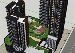 住宅商业办公综合建筑景观设计SU(草图大师)模型