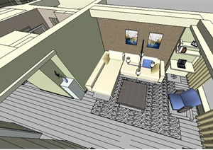 某室内住宅空间设计SU(草图大师)模型素材参考