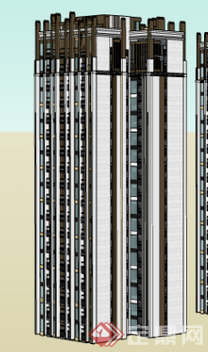 某现代高层住宅精致SU模型素材(2)