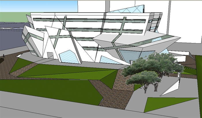 结构解构主义科技馆展览馆建筑设计SU模型