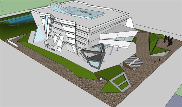结构解构主义科技馆展览馆建筑设计SU模型