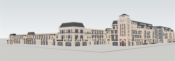 某欧式沿街商业建筑设计方案SU模型(3)