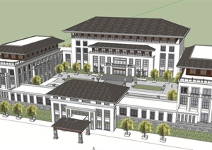 某欧式行政中心建筑设计SU(草图大师)模型
