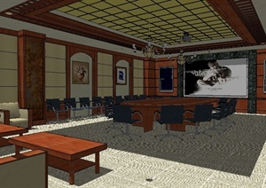 某现代会议室室内空间设计SU(草图大师)模型