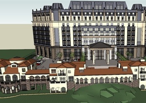 某欧式酒店、私人会所建筑设计方案SU(草图大师)模型