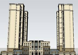 某新古典临街商业会所及住宅建筑设计方案SU(草图大师)模型