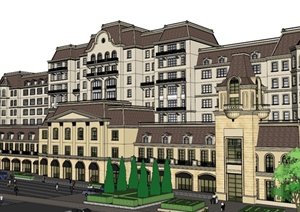 某地区一欧式会所商业酒店建筑SU(草图大师)模型