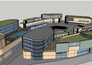 某城市现代休闲娱乐商业广场SU(草图大师)模型