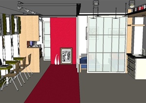 某住宅空间室内装饰设计SU(草图大师)模型（1）