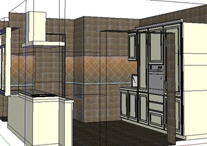 某欧式厨房室内空间设计SU(草图大师)模型