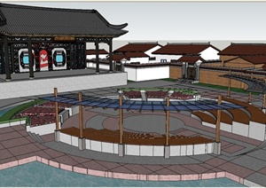某乡村戏剧表演广场建筑设计SU(草图大师)模型