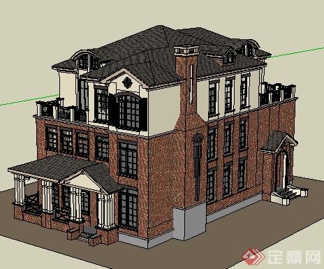 某英式三层小办公楼建筑设计SU模型(2)