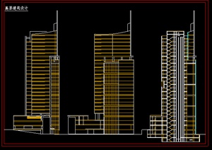 某现代风格高层综合楼建筑设计方案图（dwg格式）