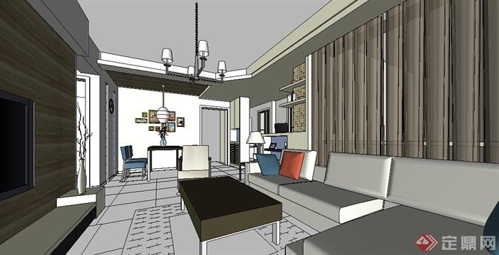 某现代住宅室内装饰设计方案SU模型8(1)