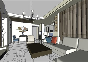 某现代住宅室内装饰设计方案SU(草图大师)模型8
