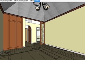 某现代复式住宅室内装饰设计方案SU(草图大师)模型1