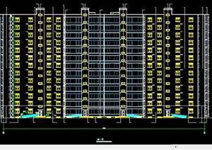 某现代居住建筑一梯八户（户型）施工图设计CAD图纸（含户型图）