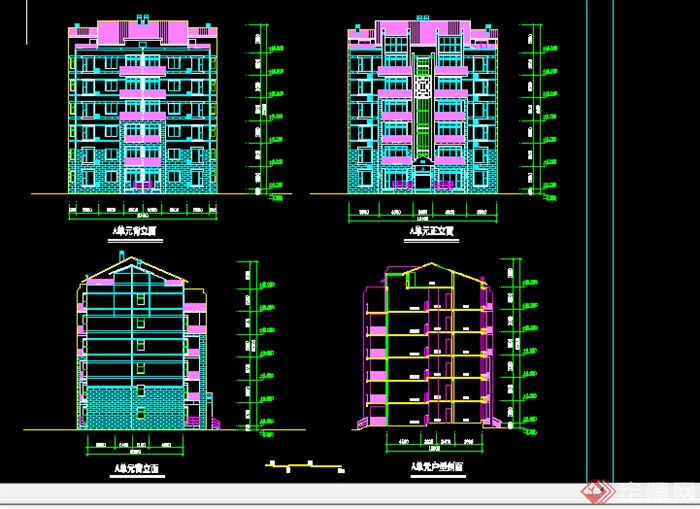 某住宅楼立面图设计方案CAD图纸(1)