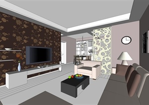 某现代简约住宅室内装饰设计方案SU(草图大师)模型