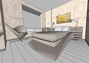 某一现代住宅室内装饰设计方案SU(草图大师)模型1