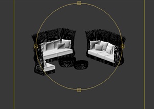 某室内藤编家具沙发设计3DMAX模型