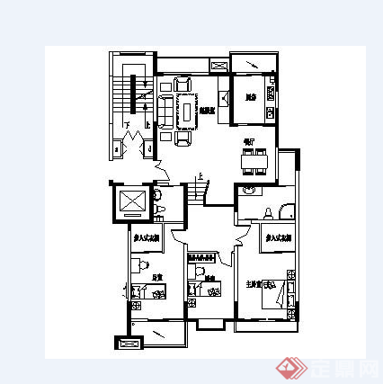 某多个住宅经典户型平面图CAD设计(4)