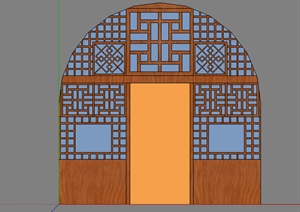 某中式窑洞门窗设计SU(草图大师)模型素材