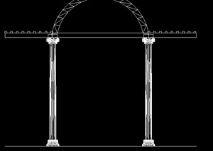 某罗马柱花架设计立面图