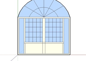 一道拱形窗子设计SU(草图大师)模型