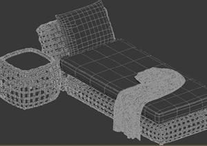 某藤编躺椅休息椅懒人椅单人床家具3DMax模型
