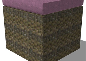 家具——编织方形坐凳脚凳SU(草图大师)模型