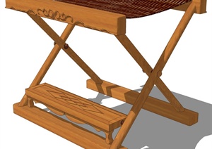 某室内木质脚凳设计SU(草图大师)模型素材
