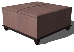 家具——某方形坐凳脚凳凳子SU(草图大师)模型