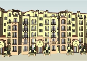 某西班牙托斯卡纳六层洋房住宅楼建筑设计SU(草图大师)模型