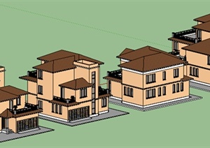 某地一西班牙风格别墅建筑SU(草图大师)模型