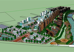 某北方城市一居住区建筑与景观设计方案图纸（含SU(草图大师)模型）