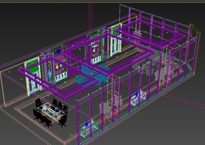 某办公大厅一楼接待处前台3DMAX模型