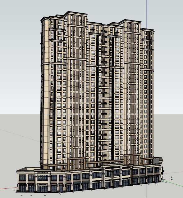 某新古典住宅底商建筑设计SU模型