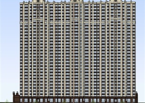 某欧式高层住宅商住楼建筑SU(草图大师)模型