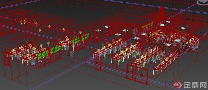 某现代公共集中办公区3DMAX模型(2)