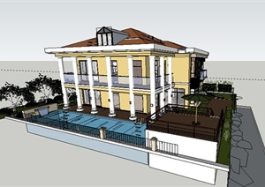 某地一欧式风格别墅建筑设计SU(草图大师)模型