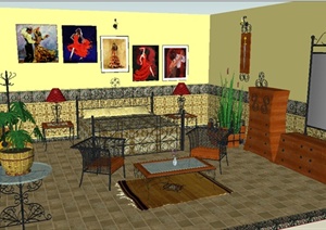 某住宅卧室室内空间设计SU(草图大师)模型