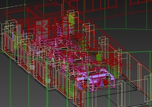 某现代风格办公楼层公共集中办公区室内设计3DMAX模型