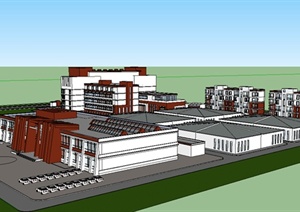 某地藏药厂建筑设计整体SU(草图大师)模型