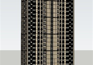 某现代超高层住宅150米（四面全模）建筑设计SU(草图大师)模型