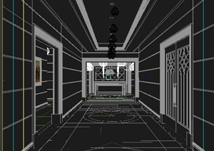 某现代风格室内空间电梯间走廊室内设计3DMAX模型