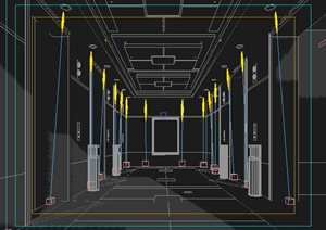 某现代办公楼室内空间过道走廊电梯间3DMAX模型
