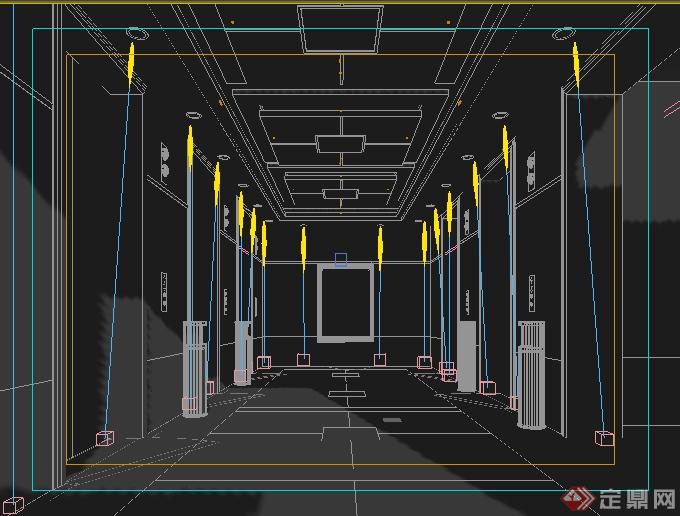某现代办公楼室内空间过道走廊电梯间3DMAX模型(2)